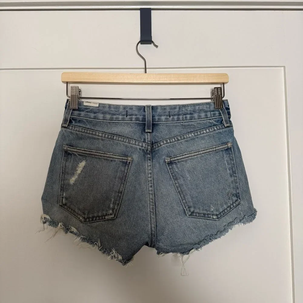 Lovers + Friends Denim Jack Shorts 2'' Womens Sz 25 Blue Distressed High Rise